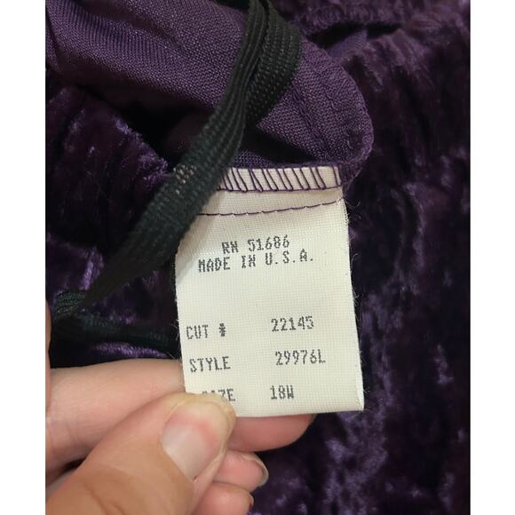 NEW Vintage 1970s JCPenney More Jazz Pajama Set Purple Velour Size 18W DEADSTOCK - Picture 13 of 15